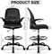 Drafting Chair Tall Office Chair with Flip-up Armrests Executive Ergonomic Computer Standing Desk Chair with Lumbar Support and Adjustable Footrest Ring (Black)